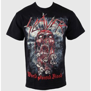 Tričko metal ROCK OFF Slayer World Painted Blood Skull černá L