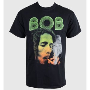 Tričko metal ROCK OFF Bob Marley Smoking Da Erb černá šedá hnědá M