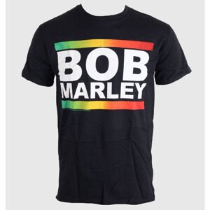 Tričko metal ROCK OFF Bob Marley Rasta Band Block černá šedá hnědá XL