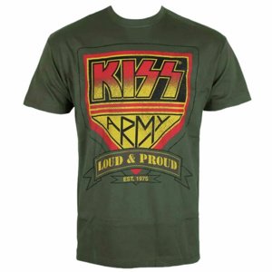 Tričko metal HYBRIS Kiss ARMY Distressed Logo černá zelená L