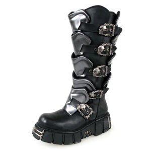 boty kožené NEW ROCK Gladiator Boots (738-S1) Black-Grey černá šedá 43