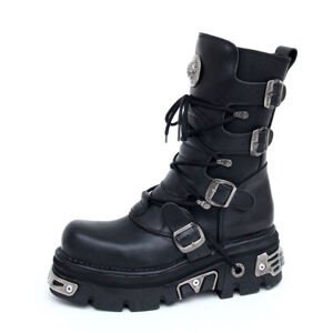 boty kožené NEW ROCK Basic Boots (373-S4) Black černá 39